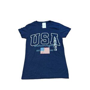 Zoe+Liv Women's Size S USA Original Short Sleeve Graphic T-Shirt Navy